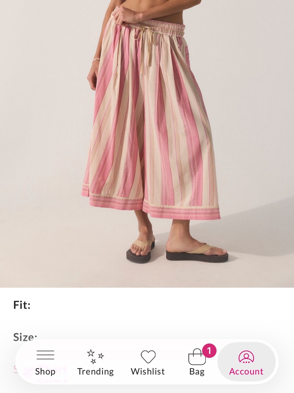 Free People Intimately Striped Wide Leg Pants Size L NWT